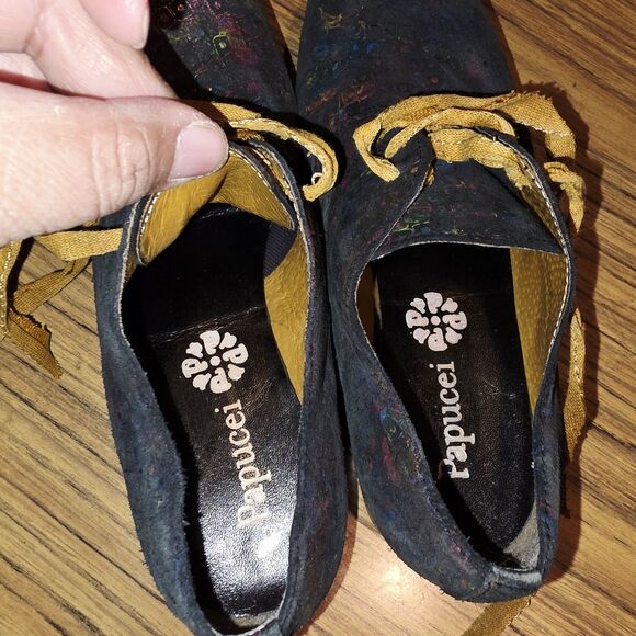 PAPUCEI Rare! Sz6.5 Avant Garde Iridescent Art 2 Wear Artsy Shimmer Tie Up Shoes - Picture 10 of 14